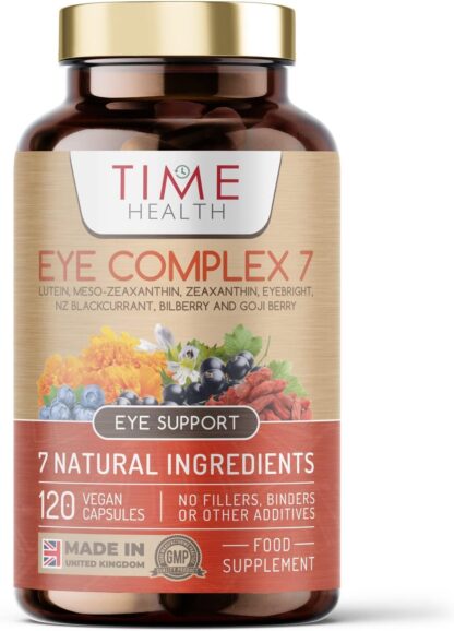 Eye Complex 7-120 Capsules - Lutein, Meso-Zeaxanthin, Zeaxanthin, NZ Blackcurrant, Bilberry, Goji & Eyebright – 4 Month Supply – UK Manufactured