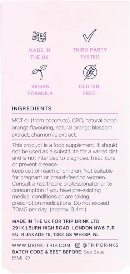 TRIP CBD Oil 300mg (Original Strength), Orange Blossom, Vegan, 100% Natural, Flavoured CBD Oil Blended with MCT Coconut Oil (Pack of 1) - Image 5