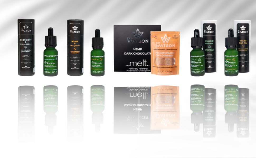 Dr Watson CBD Oil, chocolate and gummy range